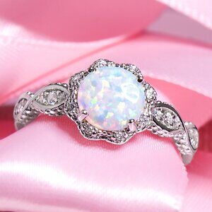 925 Sterling Silver Opal Ring – Size 6, Dainty Opal Gemstone, Gift For Her
